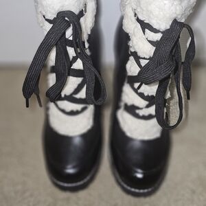 BCBGeneration Black and Cream Ankle Booties